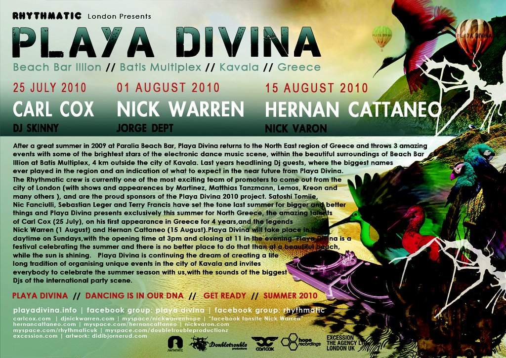 Rhythmatic presents Playa Divina with Carl Cox - Página trasera