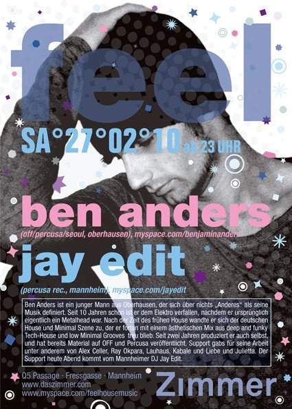 Feel with Ben Anders & Jay Edit - フライヤー表