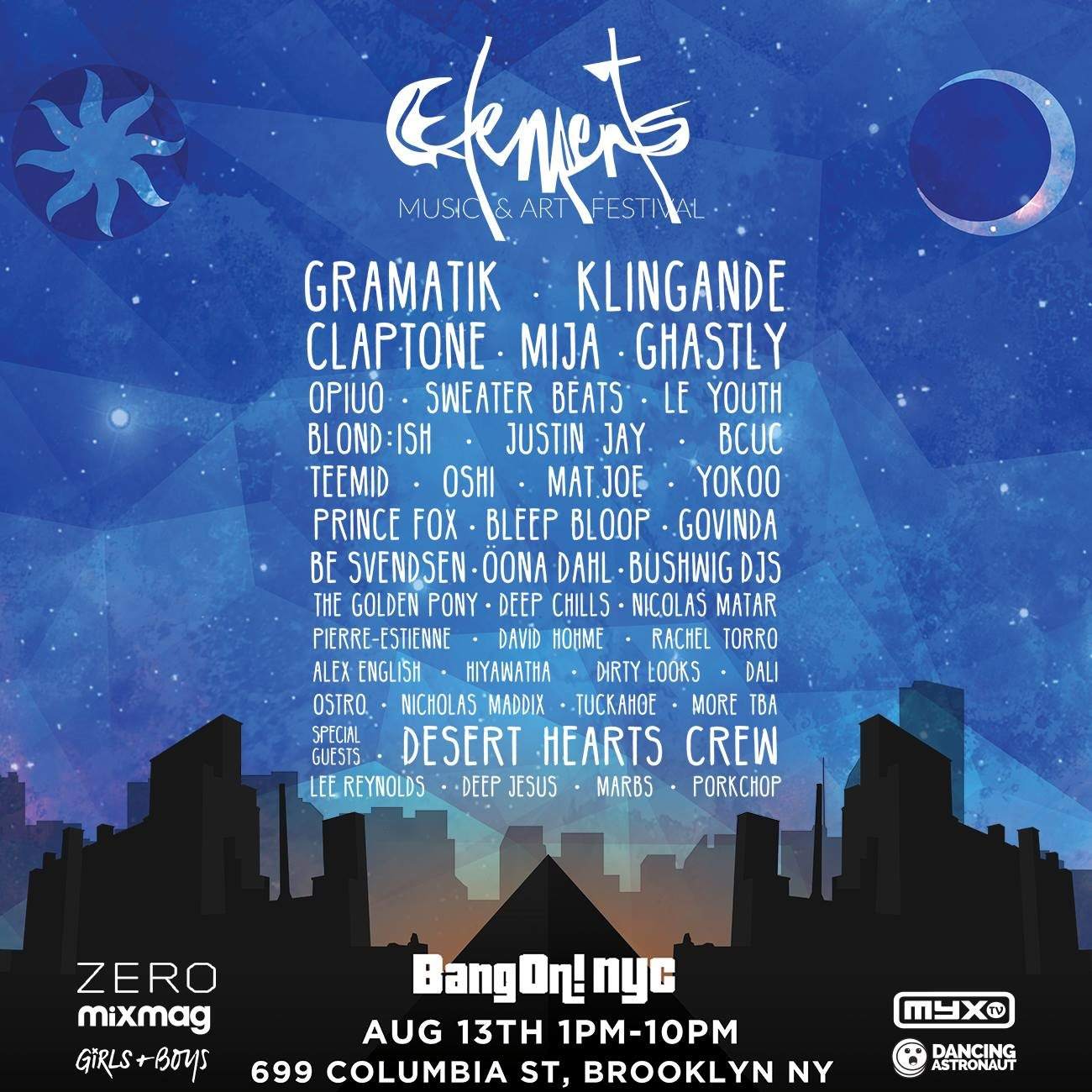 BangOn NYC presents Elements Music Art Festival 2016 at TBA