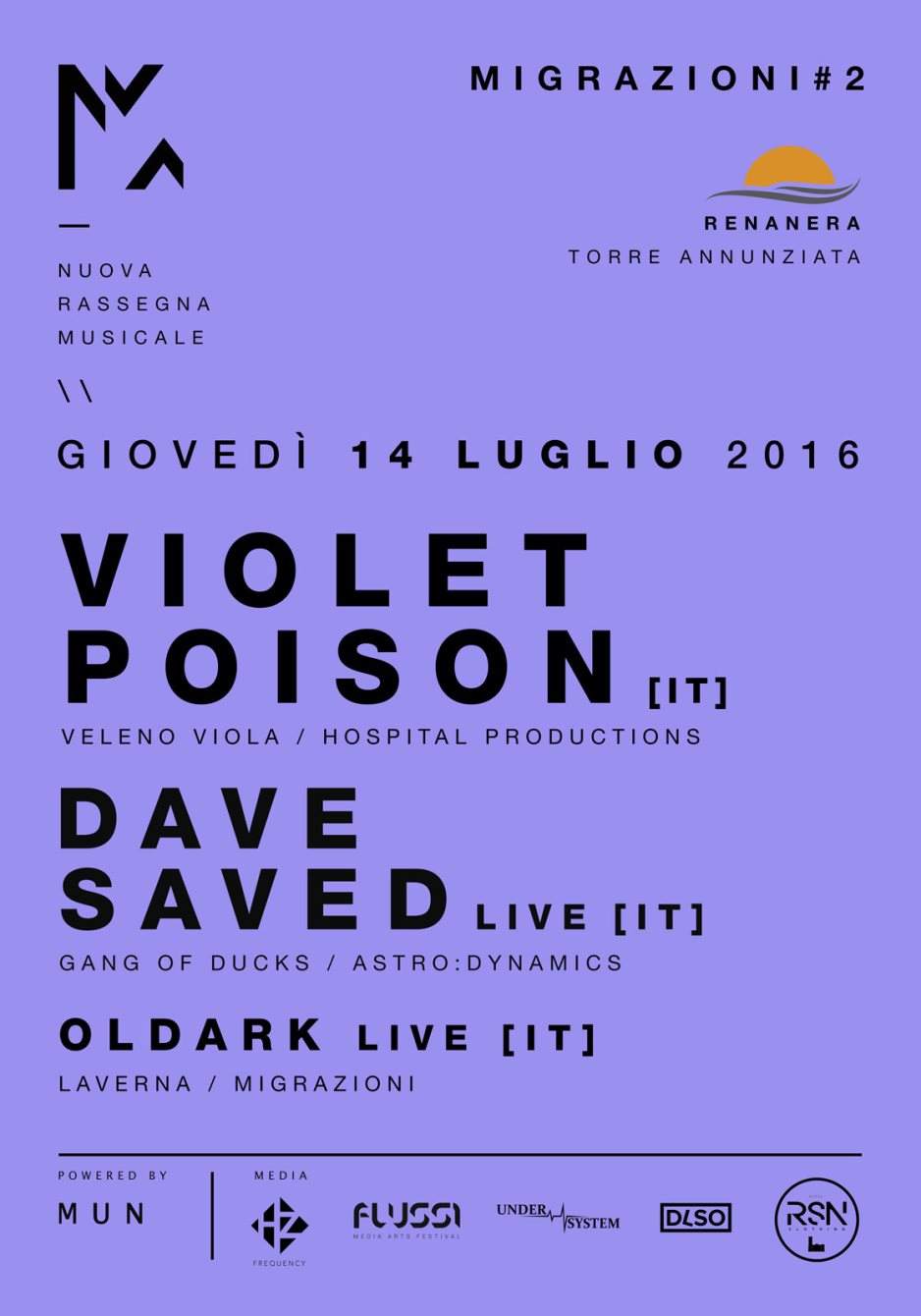 Migrazioni #2 with Violet Poison + Dave Saved + Oldark - フライヤー表