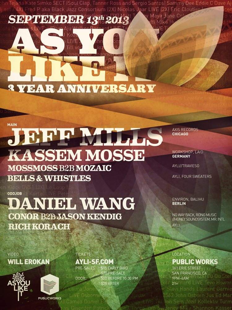 As You Like It 3 Year Anniversary with Jeff Mills, Kassem Mosse - Live & Daniel Wang - Página frontal