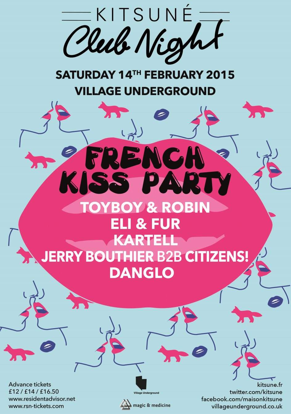 Kitsune French Kiss Party Toyboy & Robin,Eli & Fur ,Kartell - フライヤー表