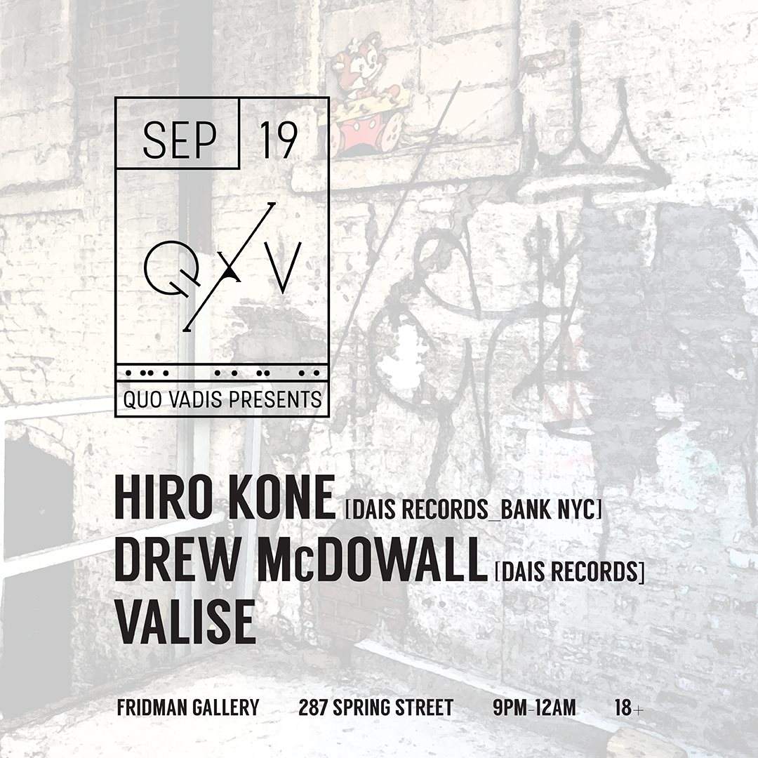 Quo Vadis presents Hiro Kone and Drew Mcdowall Record Releases Night 2 - Página frontal