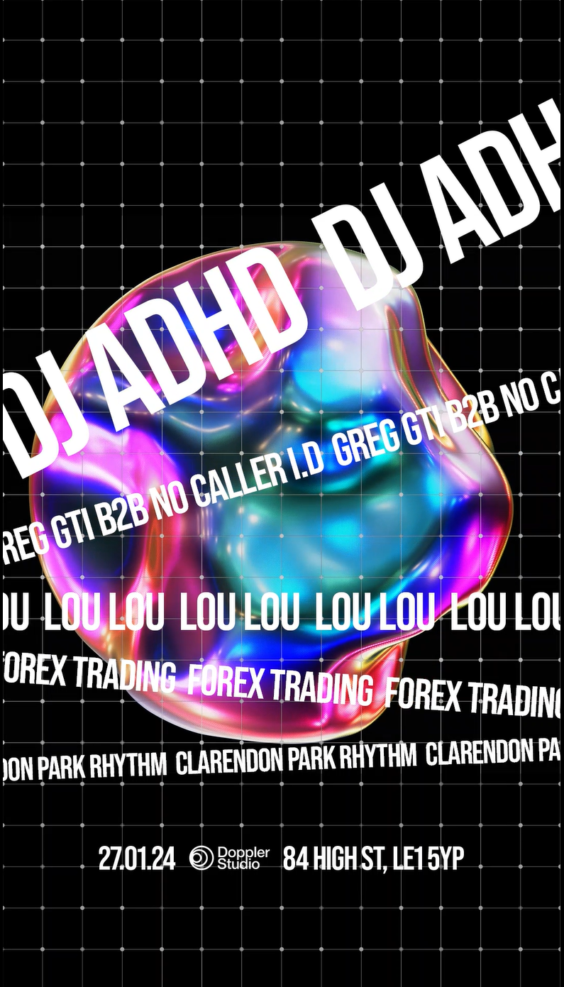 doppler saturdays // DJ ADHD - フライヤー表