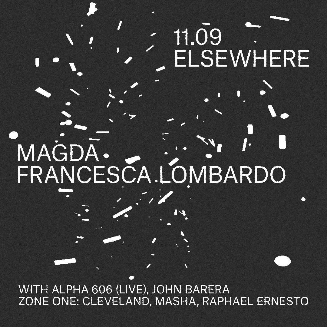 Magda, Francesca Lombardo, Alpha 606, Masha, Cleveland, John Barera & Raphael Ernesto - フライヤー裏