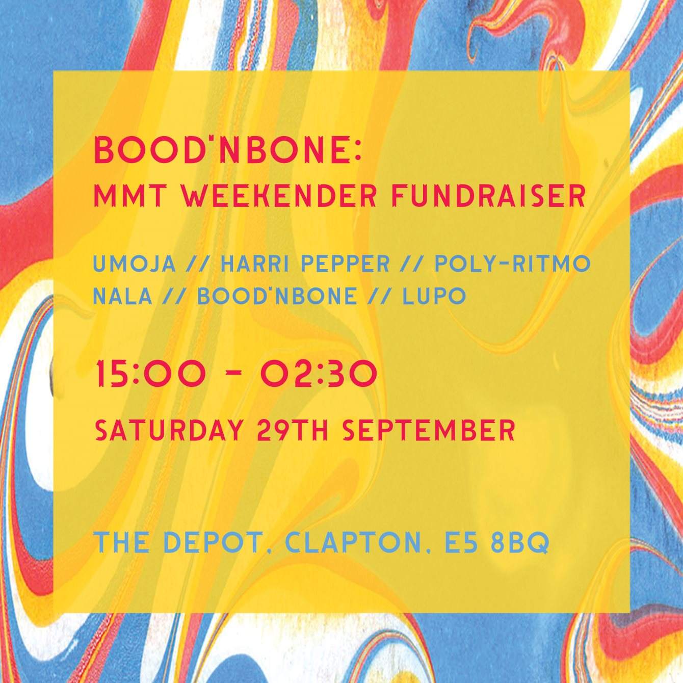 Bood'nBone: MMT Weekender Fundraiser Day and Night Party - Página frontal