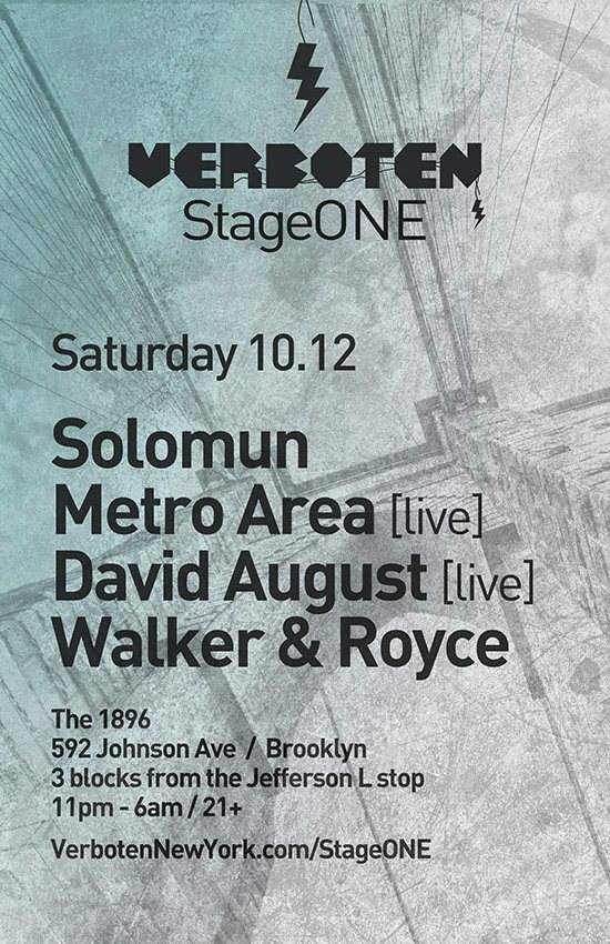 Verboten Stageone presents Solomun / Metro Area [live] / David August [live] / Walker & Royce - Página trasera