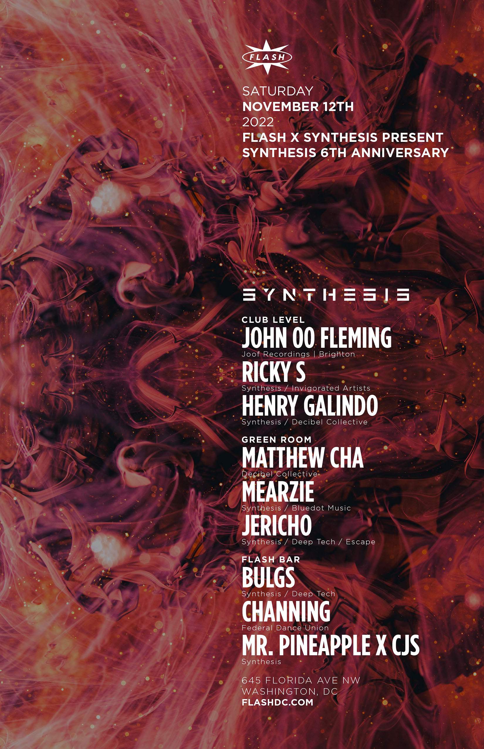 Flash x Synthesis present: John 00 Fleming - Ricky S - Henry - Galindo - フライヤー表