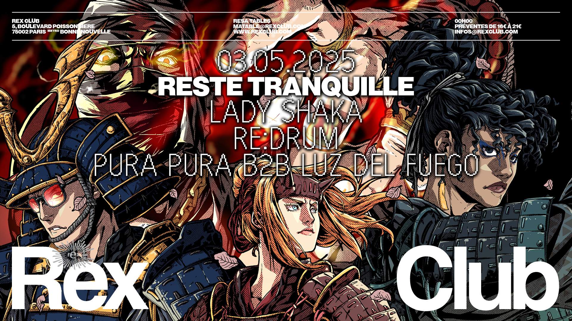 Reste Tranquille: Lady Shaka, Re:drum, Pura Pura & Luz Del Fuego - フライヤー表