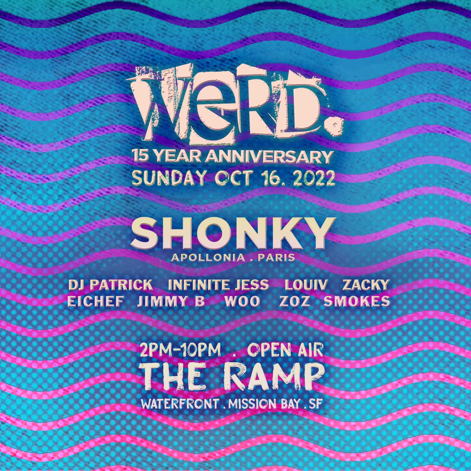 WERD 15 YR ANNIVERSARY OPEN-AIR (2P-10P) w Shonky (FR) & friends AFTER-PARTY w Liquid Earth - フライヤー表