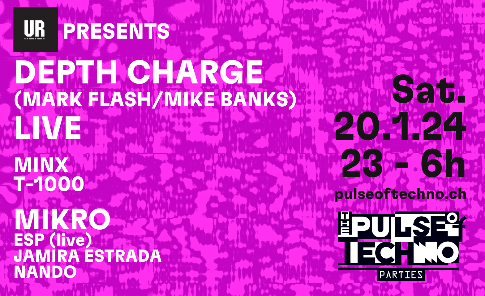 Underground Resistance presents DEPTH CHARGE (Mark Flash/Mike Banks) LIVE, Minx, T-1000 & Mikro - フライヤー表