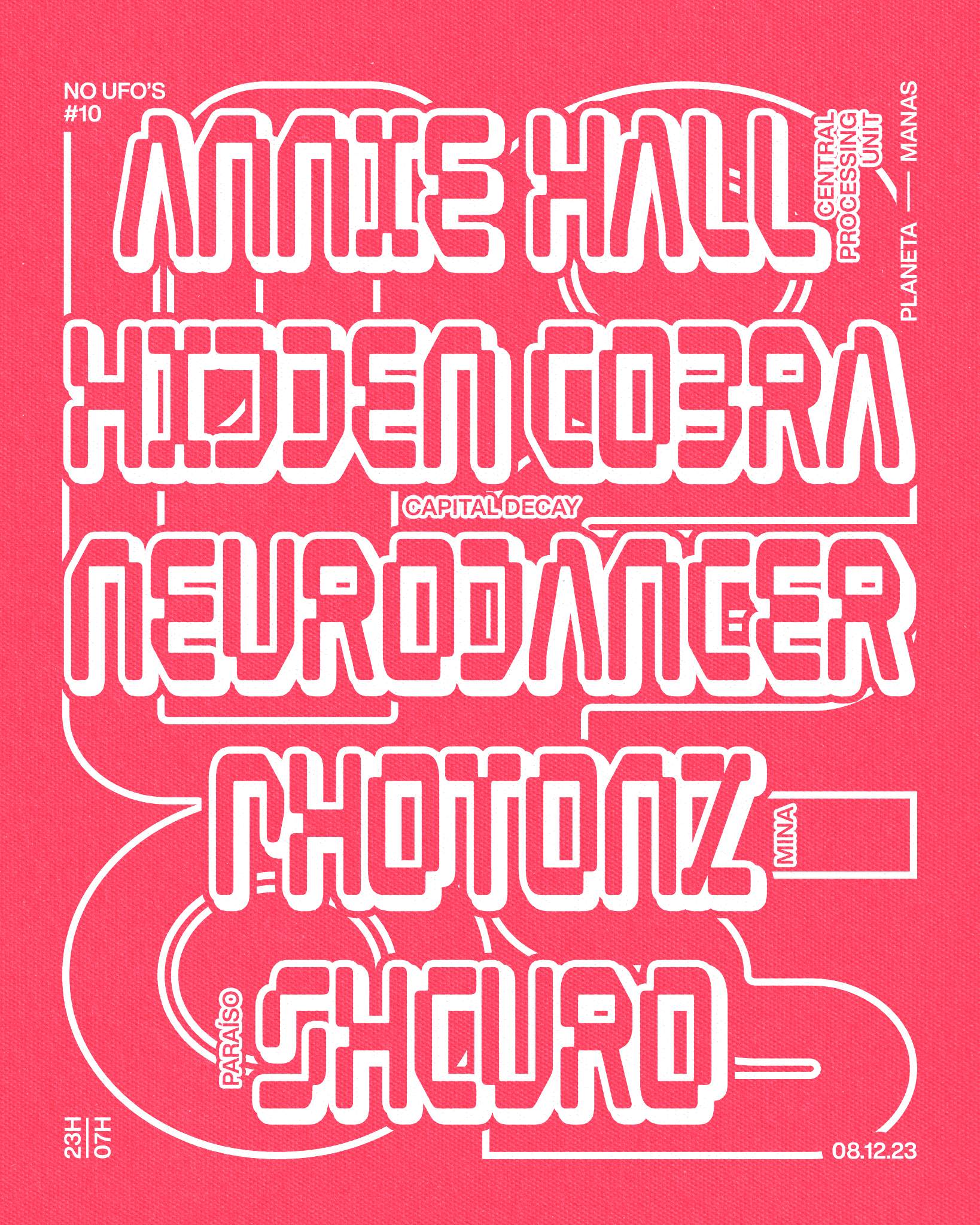 No UFOs #10 with Annie Hall, Hidden Cobra & Neurodancer, Shcuro and Photonz - フライヤー表