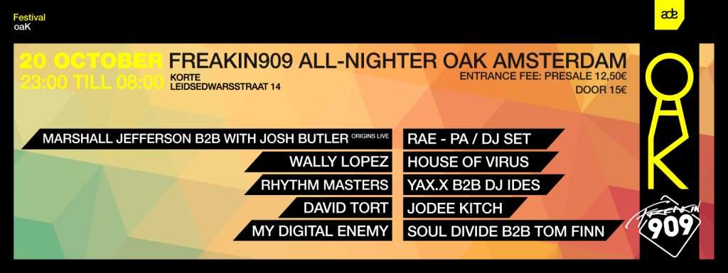 ADE: Freakin909 ADE All Nighter with Marshall Jefferson, Josh Butler & More - Página frontal