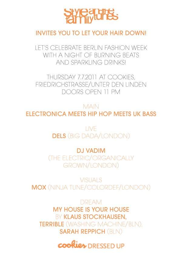 Style & The Family Tunes presents Electronica Meets Hip Hop Meets Uk Bass Dels Live & Dj Vadim - Página trasera