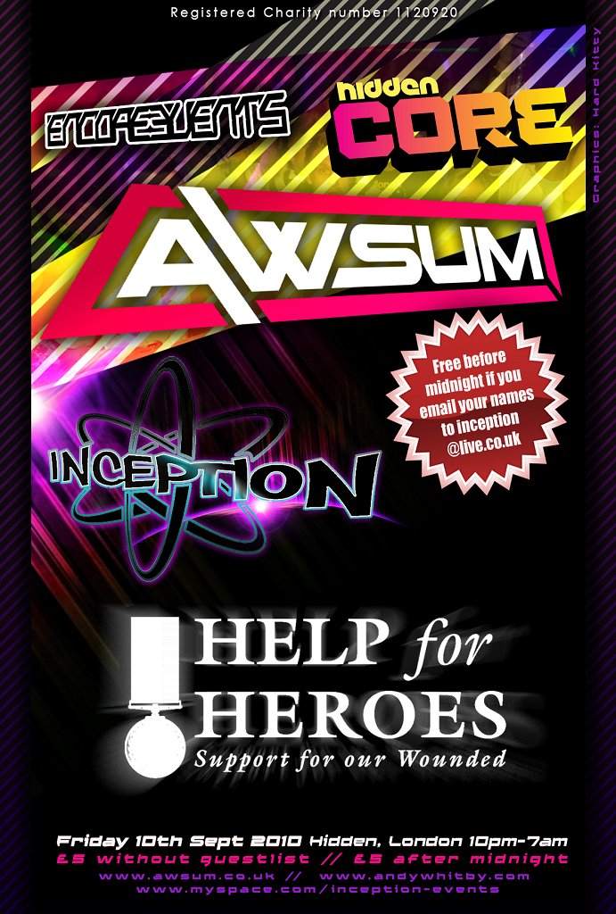 Awsum Inception - Help 4 Heroes Charity Event - Página frontal