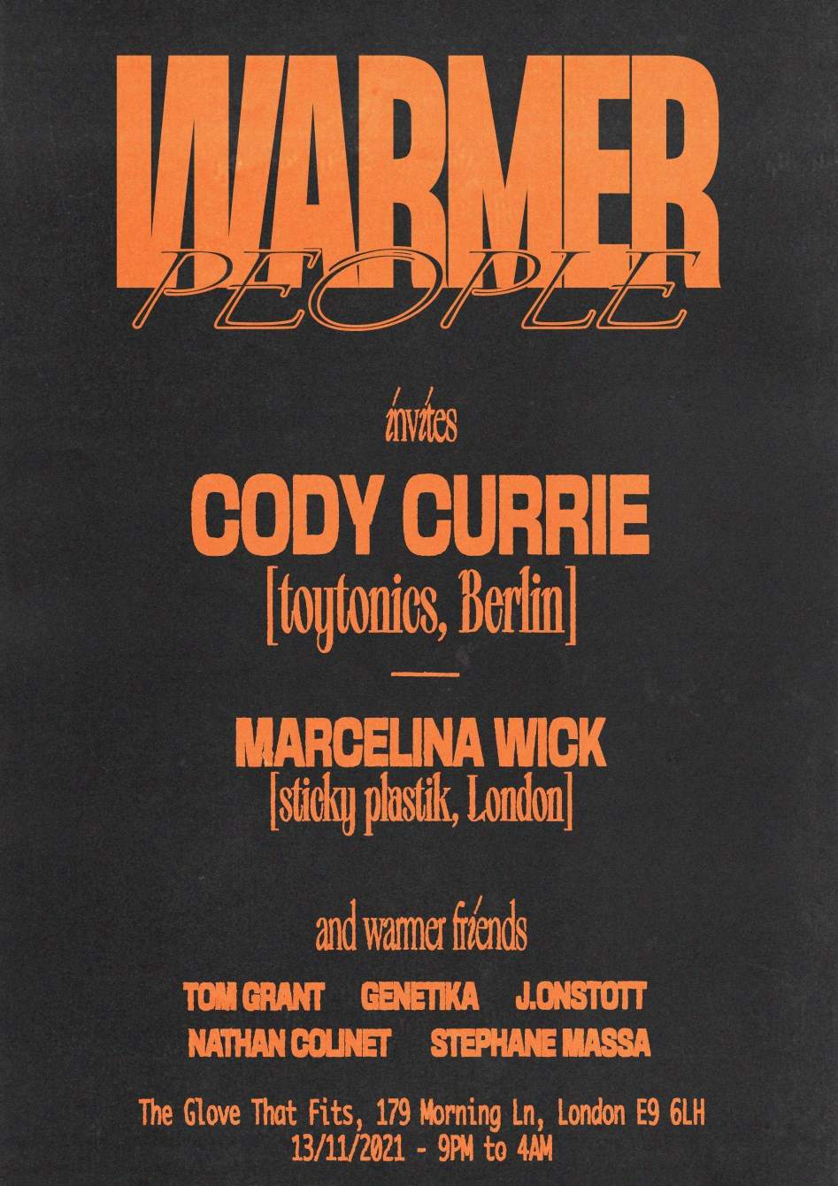 Warmer People Invites: Cody Currie [Toy Tonics] & Marcelina Wick [Sticky Plastik] (Sold Out) - Página frontal