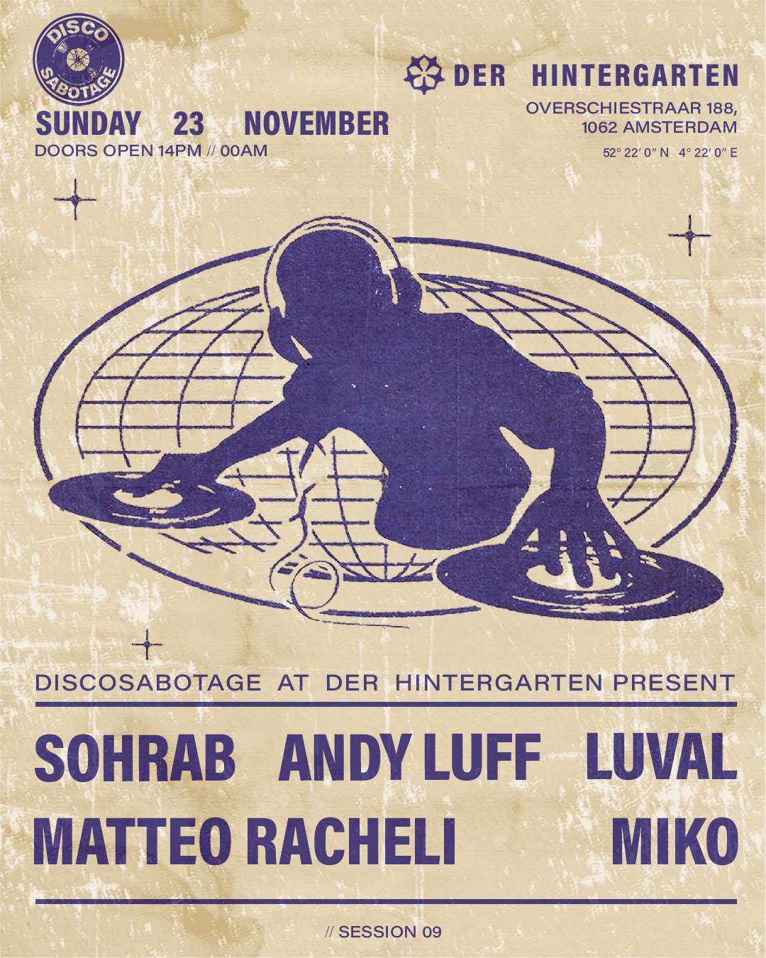 Discosabotage session 9 at Der Hintergarten, Amsterdam, image size:1080x1350