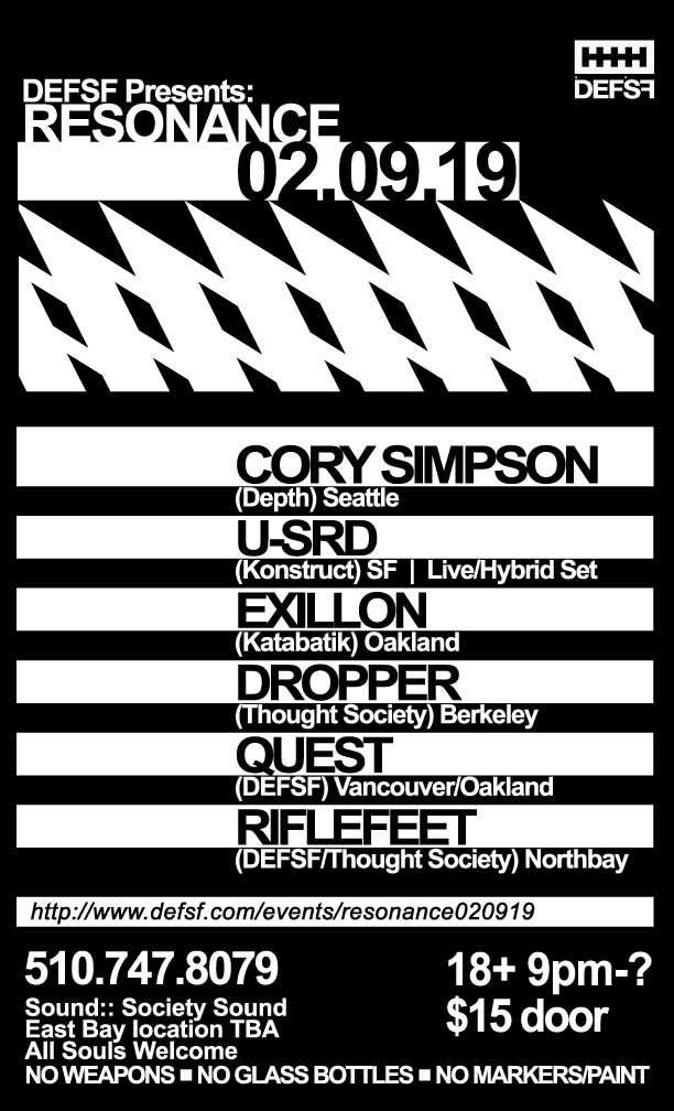 DEFsf presents Resonance Feat. Cory Simpson, U-SRD and Exillon - Página frontal