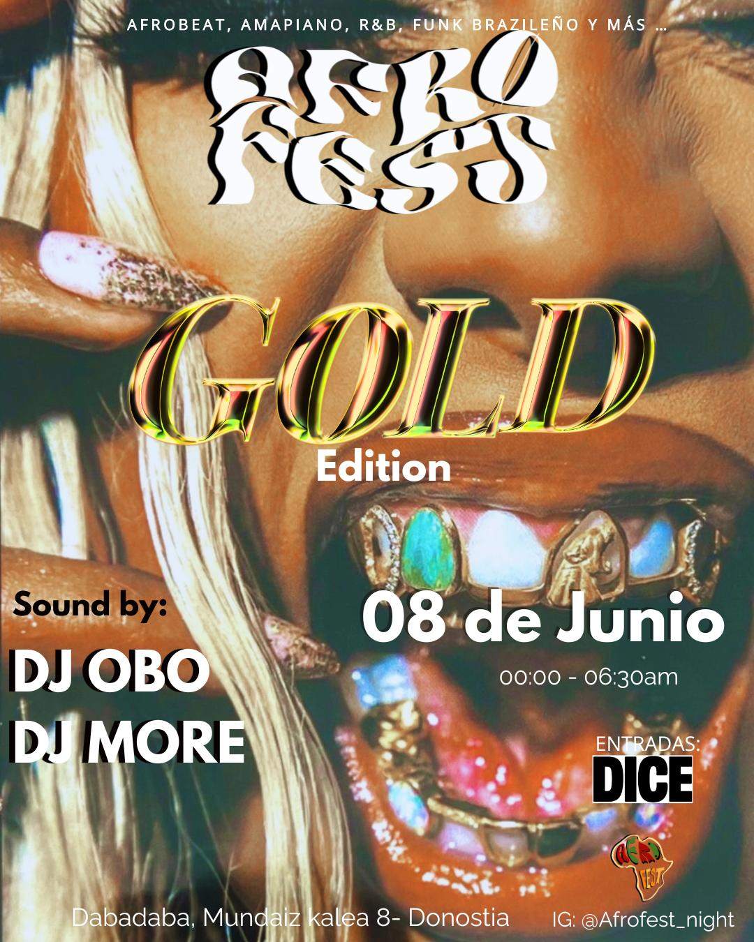 Afro Fest Gold Edition: Dj Obo + Dj More at Dabadaba, North