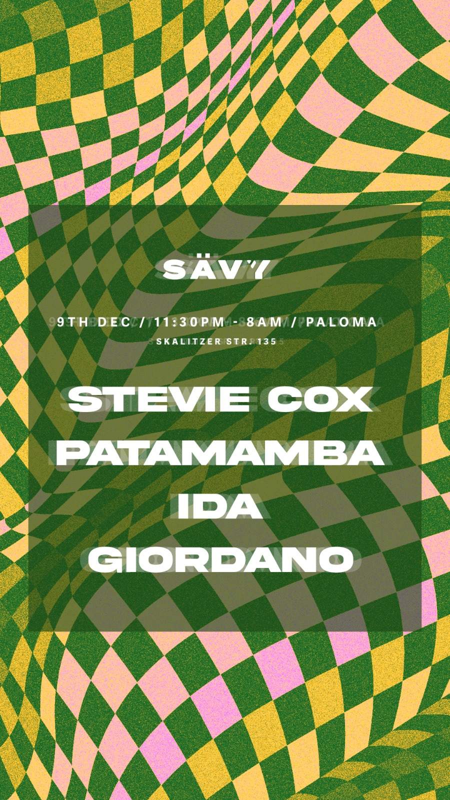 SÄVY with Stevie Cox, Patamamba, IDA & Giordano - フライヤー裏
