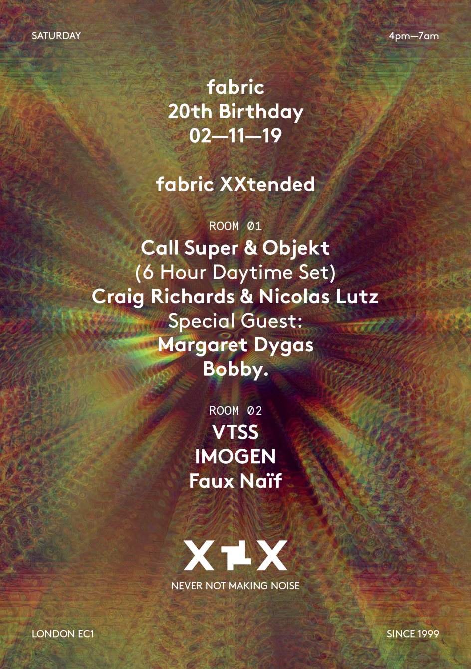 fabric XXtended: Call Super & Objekt, Margaret Dygas, Craig Richards & Nicolas Lutz - フライヤー裏
