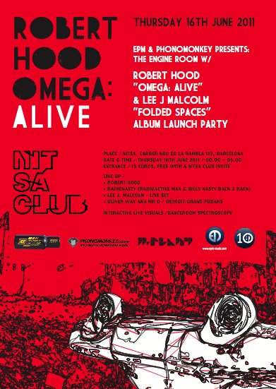 Epm & Phonomonkey present The Engine Room Robert Hood 'Omega: Alive' & Lee J Malcolm 'Folded Spaces' Album Launch Party - Página frontal
