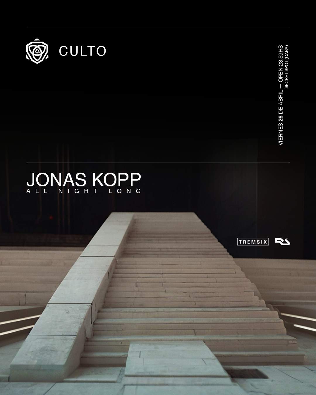 Culto pres. Jonas Kopp All Night Long at Secret Spot - フライヤー表