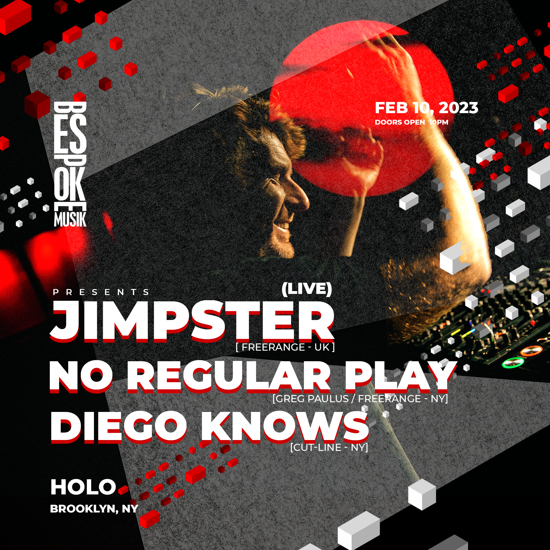 Bespoke Musik: Jimpster (Live) & No Regular Play - フライヤー表