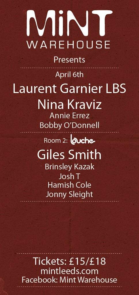 Mint Warehouse presents Laurent Garnier LBS & Nina Kraviz - Página frontal