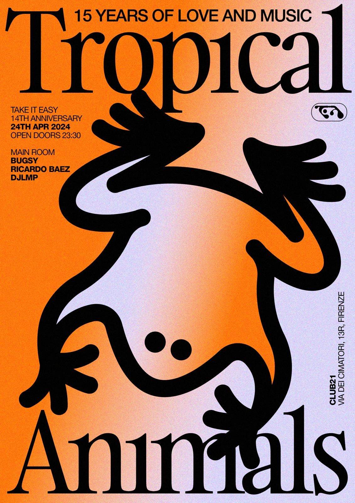 Tropical Animals with Bugsy, Ricardo Baez, DJLMP - フライヤー表