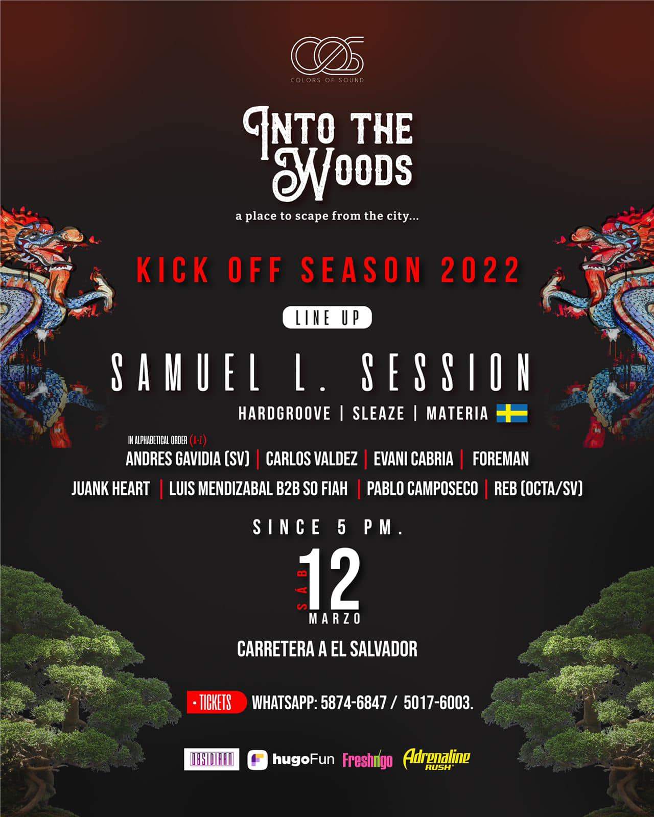 INTO THE WOODS: Kick off Season with Samuel L. Session - Página frontal