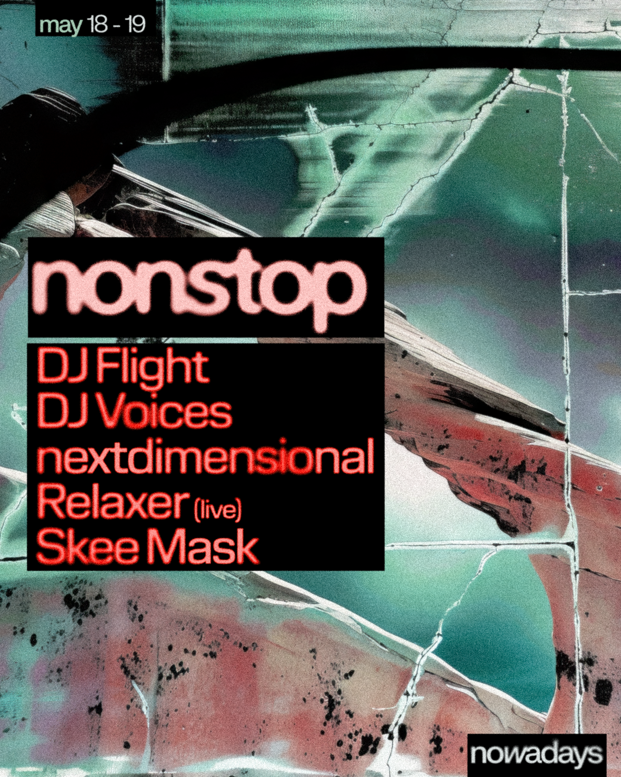Nonstop: DJ Flight, DJ Voices, nextdimensional, Relaxer, Skee Mask - フライヤー表