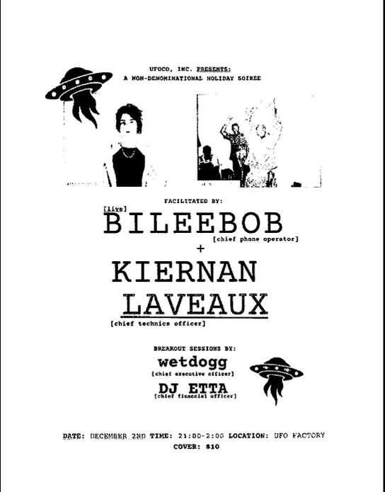 UFOCO presents Billeebob and Kiernan Laveaux - フライヤー表