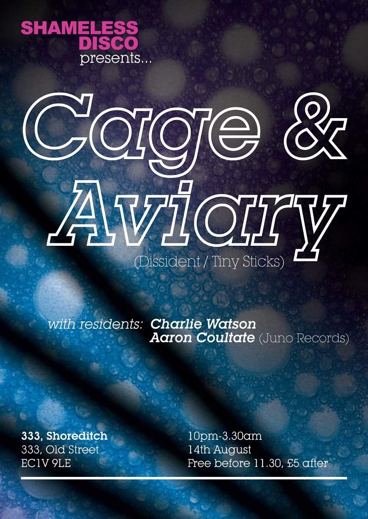 Shameless Disco presents: Cage & Aviary - Página frontal