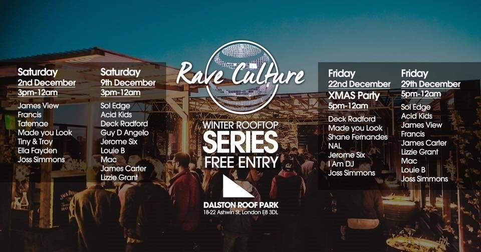 Rave Culture Xmas Party- Winter Rooftop Sessions- Free Entry - フライヤー裏