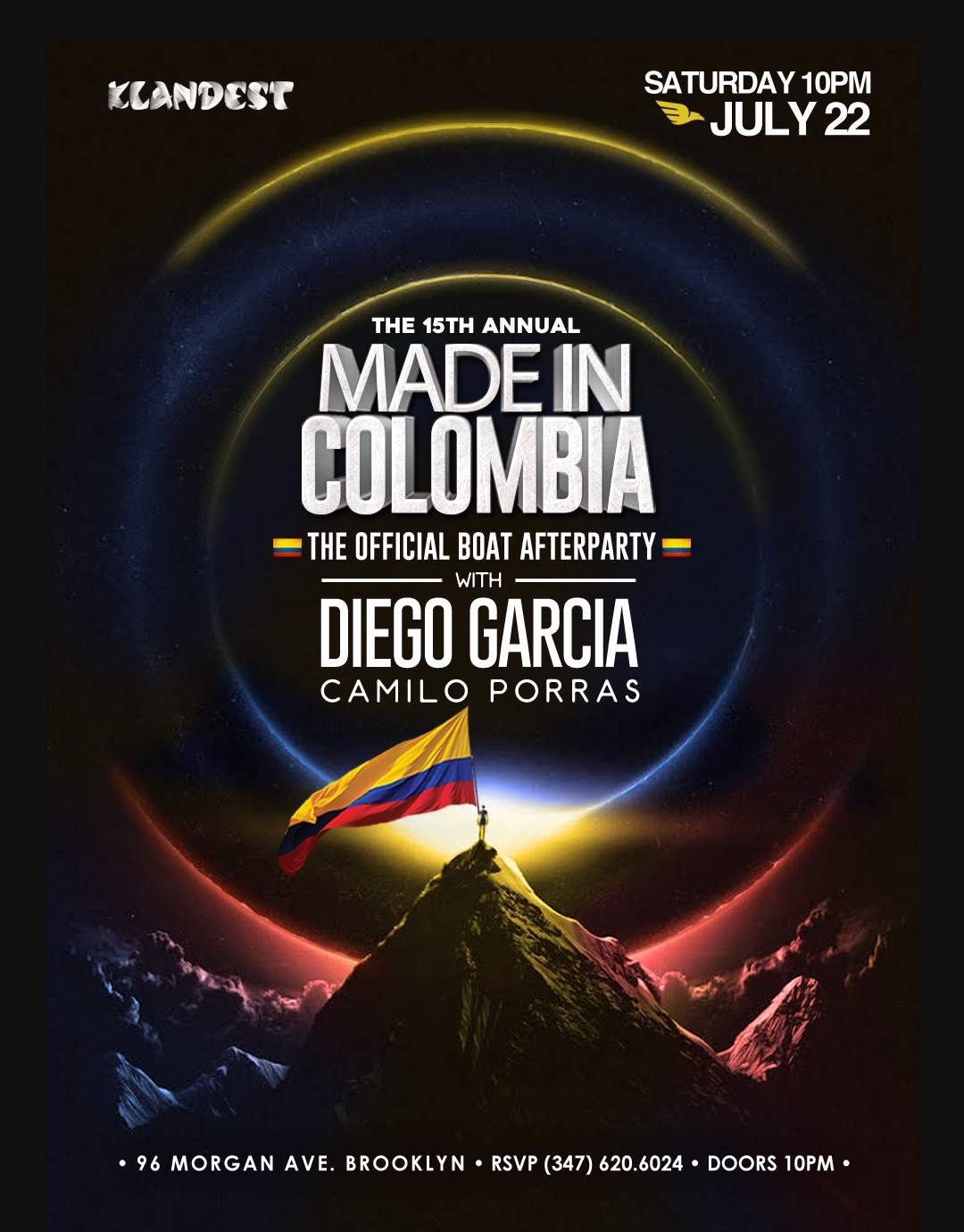 Klandest: [DIEGO GARCIA/ MADE IN COLOMBIA BOAT AFTERPTY] 10PM at TBA - 290  Morgan Ave. Brooklyn, New York City