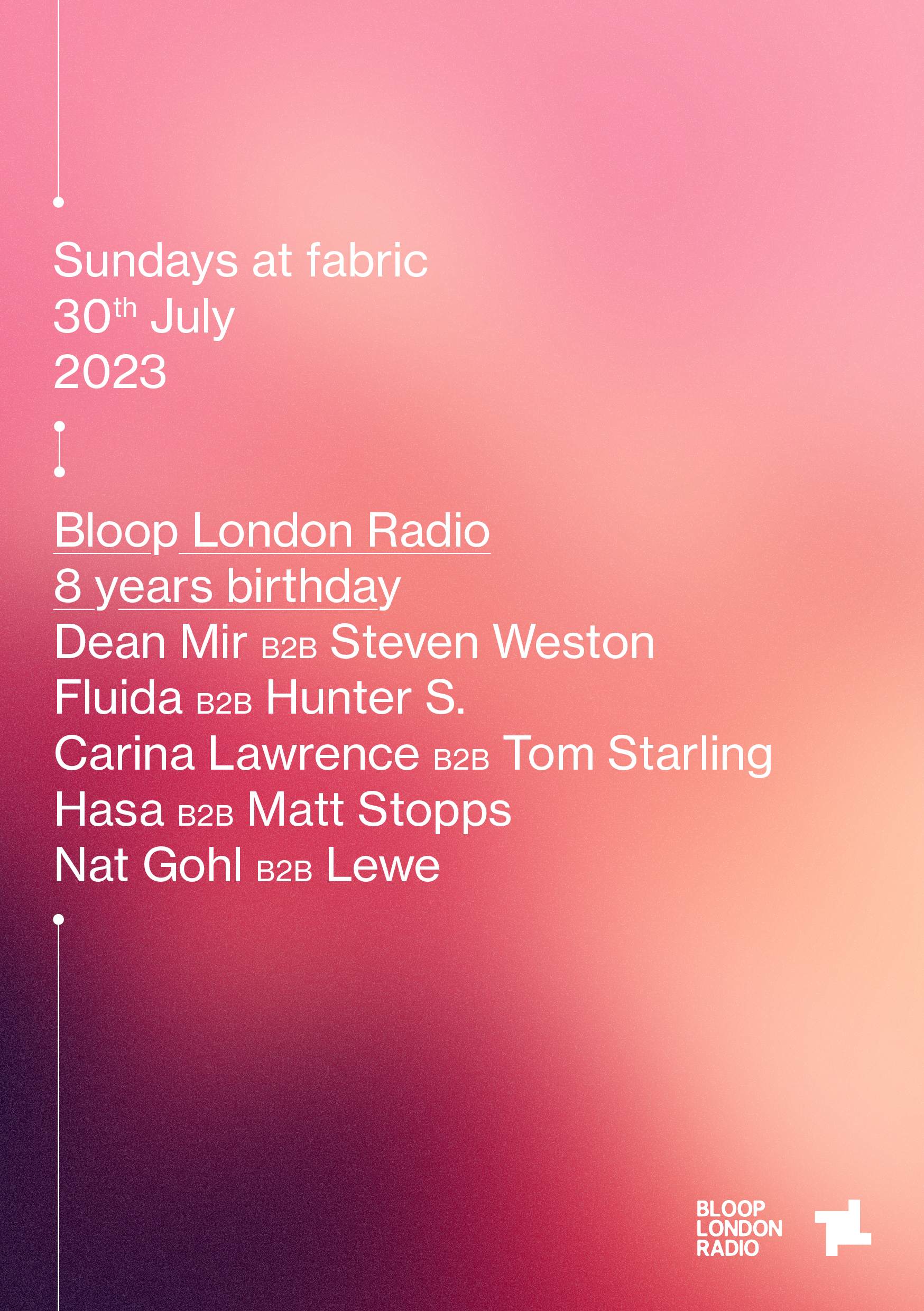Sundays: Bloop London Radio – 8th Birthday - フライヤー表