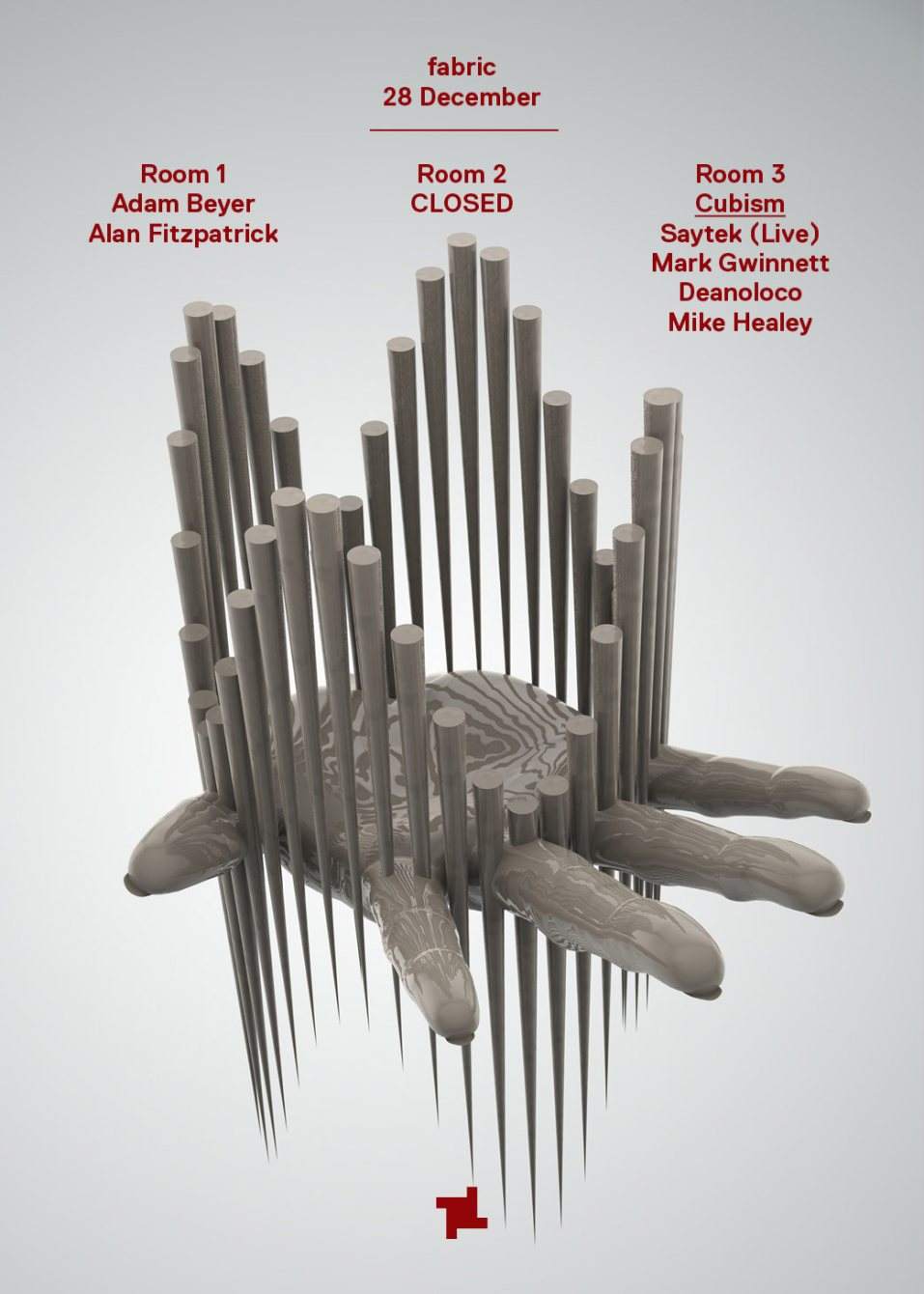 Adam Beyer, Alan Fitzpatrick & Cubism with Saytek Live, Mark Gwinnett, Deanoloco & Mike Healey - フライヤー表