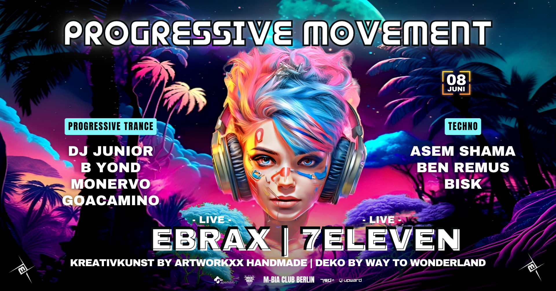 Progressive Movement with Liveact Ebrax & 7Eleven, DJ Junior, B Yond, Asem Shama uvm - フライヤー表