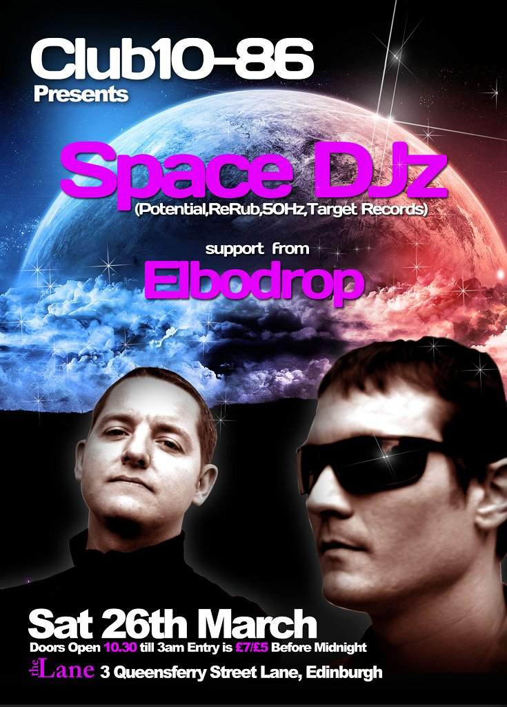 Club 10-86 presents Space Djz and Elbodrop - フライヤー表