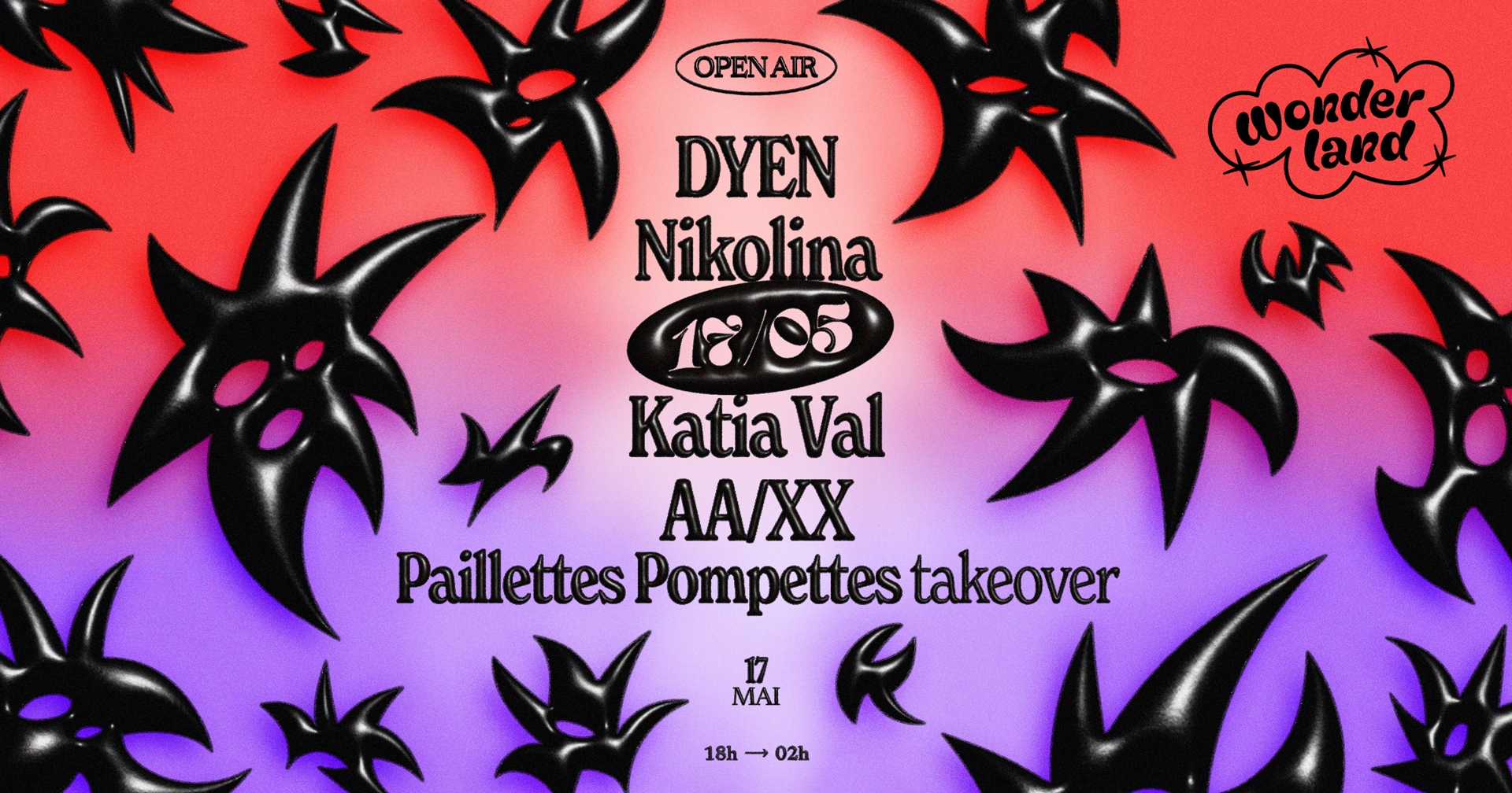 [Cancelled] Wonderland invite: DYEN - Nikolina - Katia Val - AA/XX - Paillettes Pompettes - フライヤー表