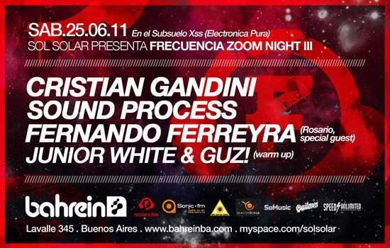 Cristian Gandini ,sound Process, Fernando Ferreira -Frecuencia Zoom Night Iii - フライヤー表