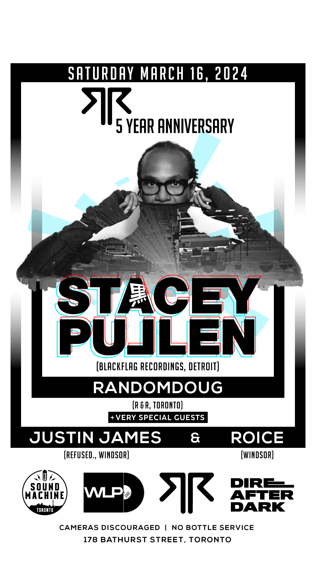 R & R 5 year anniversary w/Stacey Pullen, Justin James, Randomdoug, Roice - フライヤー表