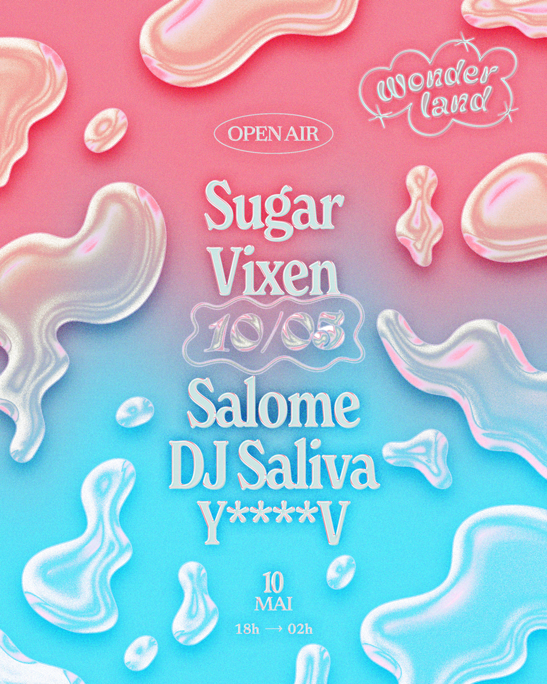 Wonderland invite: Sugar - Vixen - Salome - Dj Saliva - Y****v - フライヤー裏
