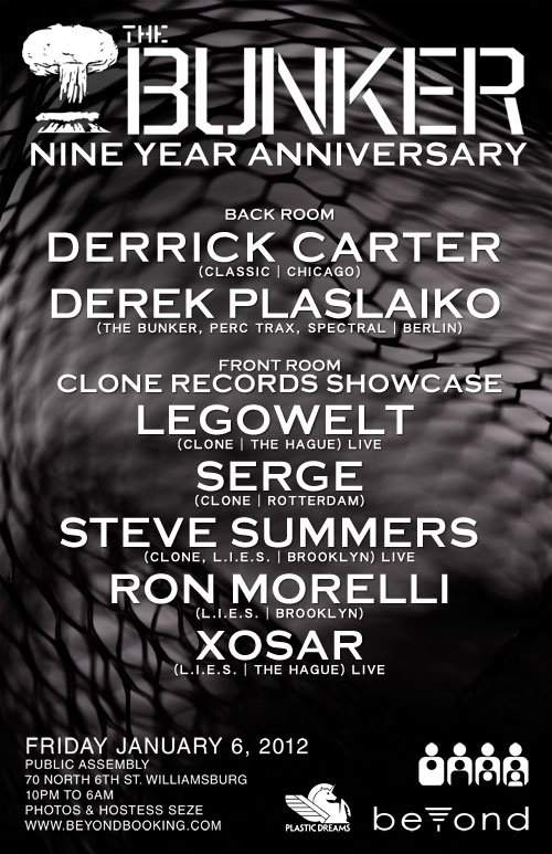 The Bunker 9 Year Anniversary with Derrick Carter, Derek Plaslaiko, Legowelt, Serge, Steve Summers, Ron Morelli, Xosar - Página frontal
