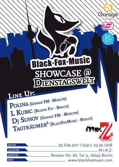 Blackfoxmusic Showcase at Dienstagswelt - フライヤー表