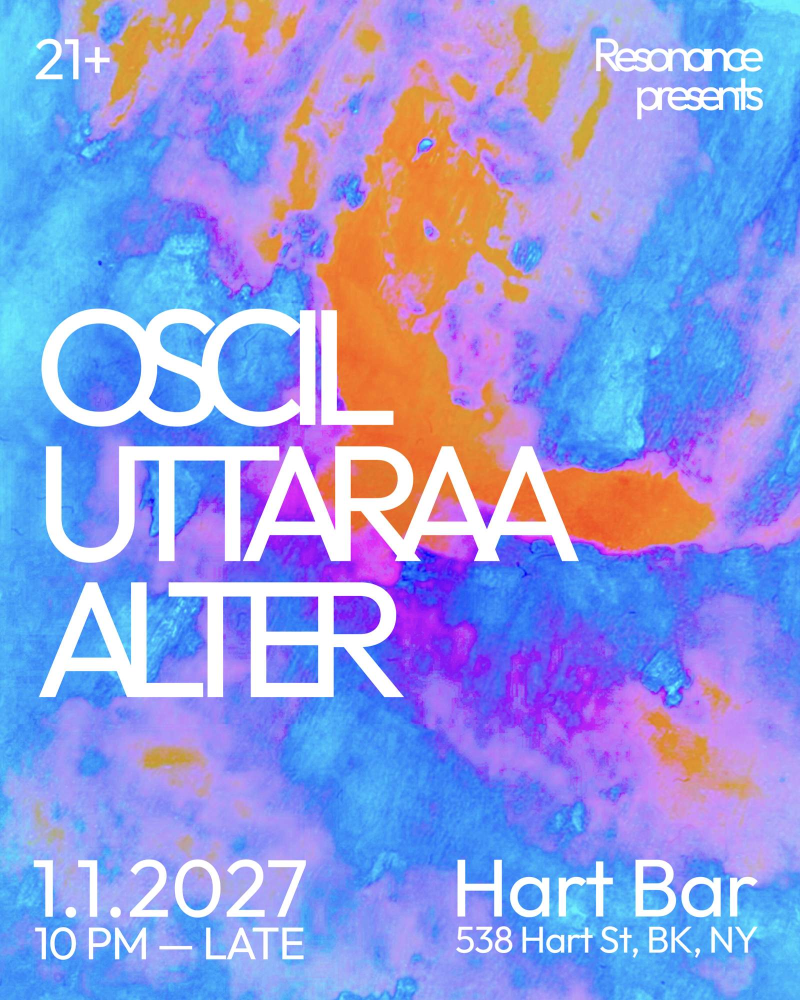 Resonance NYD: Oscil / Uttaraa / Alter at Hart Bar, New York City