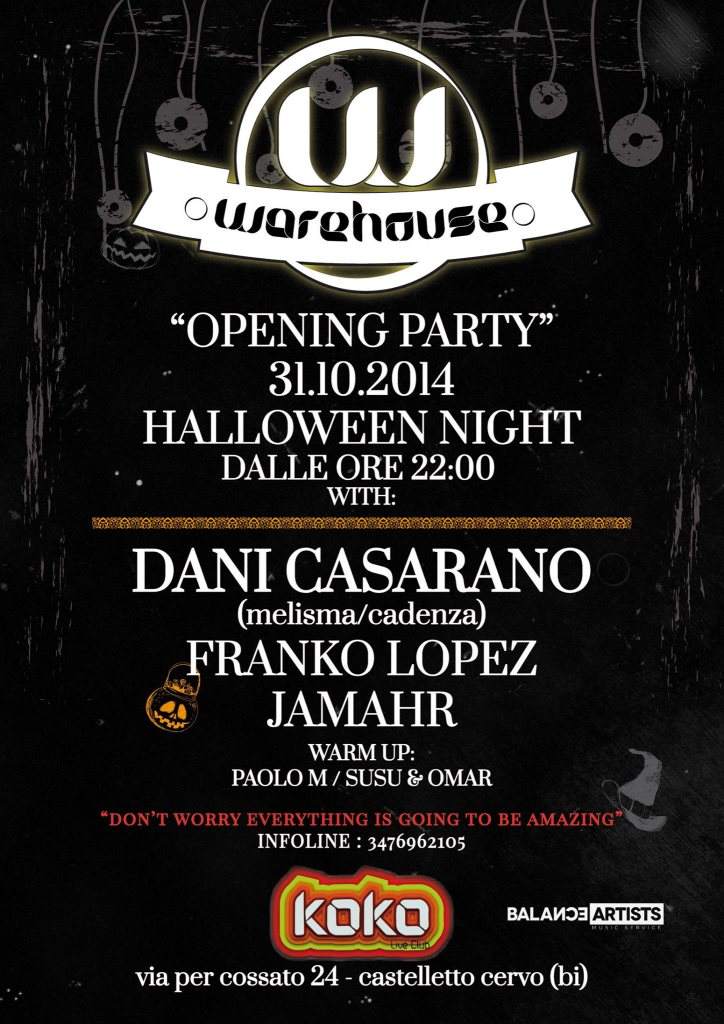 Warehouse Back To Koko - Opening Party - Halloween Night with Dani Casarano - Página frontal