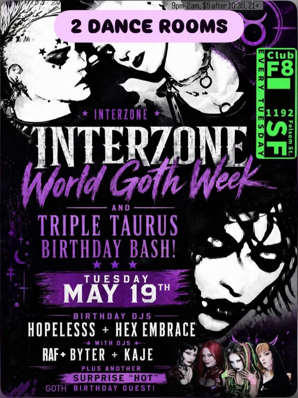 INTERZONE Darkwave Tuesdays: World Goth Week at F8 1192 Folsom, San ...