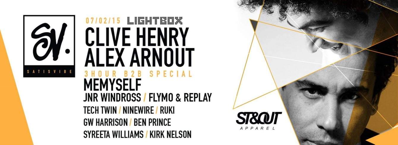 Satisvibe presents: Alex Arnout b2b Clive Henry, Memyself, Jnr Windross, Flymo & Replay - フライヤー裏